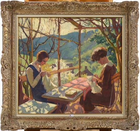 Alfred Martin : 'Sewing under the pergola'