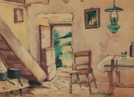 George C McCullough : 'INTERIOR OF AN OLD IRISH COTTAGE'