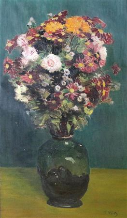 Julie Strathmeyer-Wertz : Bouquet of summer flowers in a vase on a table