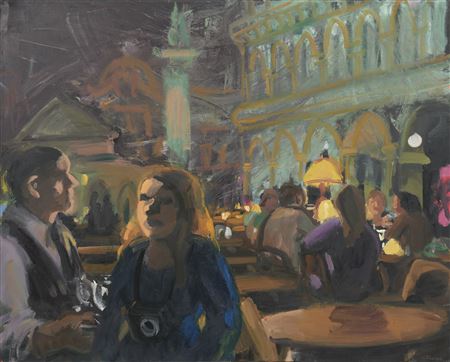 Wendy Sharpe : Tourists at Night, Piazza San Marco