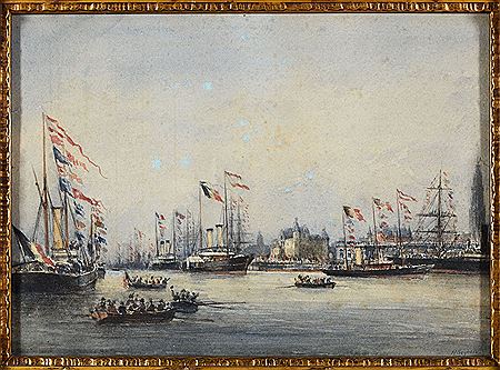 Henri Seghers : Naval parade for the inauguration of the new Scheldt quays