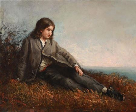 Jeanne Courawin : Young boy looking at the sea