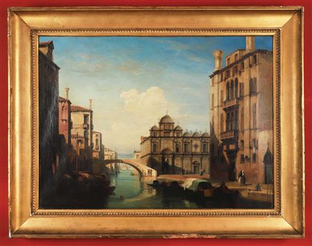 Jules Romain Joyant : Vue de Venise, Scuola Grande di San Marco et le pont Cavallo sur le rio dei Mendicanti