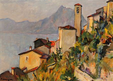 Fritz Meijer : Blick auf Gandria mit San Vigilio