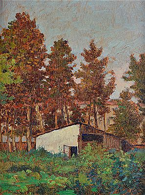 Mario Menichetti : Shed in the garden (front), Marina at sunset (towards)