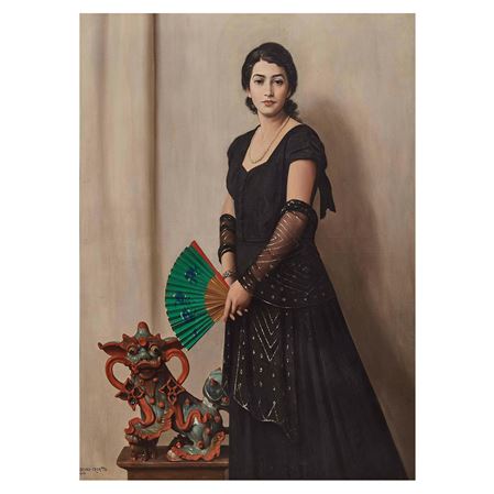 Bruno Croatto : WOMAN WITH FAN AND PHO DOG