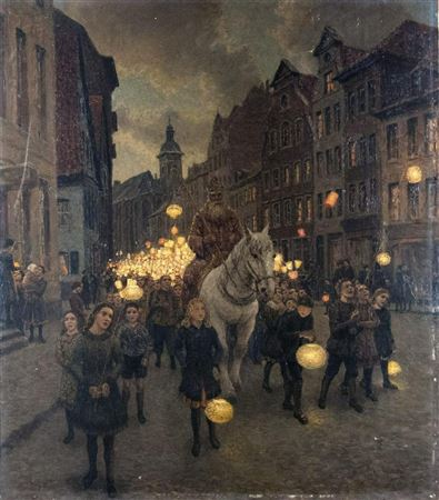 Hubert Ritzenhofen : St. Martin's Eve in Düsseldorf's old town