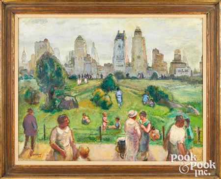 Bernard Gussow : Central Park, New York skyline