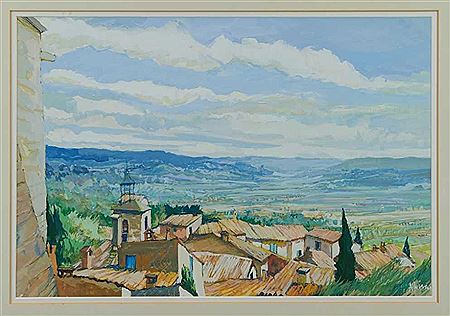 Anthony Claude Atkinson : Provençal Landscape, Rooftops of Le Barroux