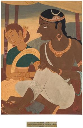 Asit Kumar Haldar : Kavi-Samrat Emperor Harshavardhana and His Sister Rajyasri in Prayag