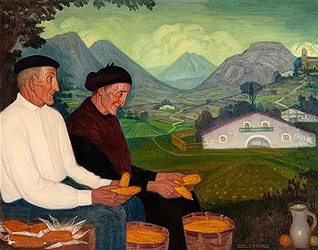 Ramon de Zubiaurre : 'Shelling the corn'.