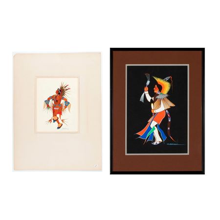 Archie BlackOwl : A Pair of Untitled Paintings: (Dancer), 1939 + Untitled (Bird Dance)