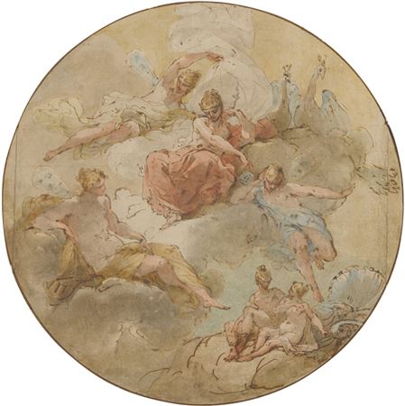 Filippo Pedrini : Study for a ceiling decoration, with Juno and her Nymphs