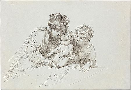 Domingos Sequeira : A woman with a baby and a child