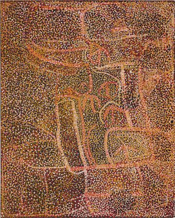 Emily Kame Kngwarreye : Alhalkere - Old Man Emu with Babies