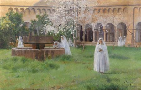 Sebastian Junyent Sans : 'CLOISTER IN SANT CUGAT DEL VALLÉS', 1896.