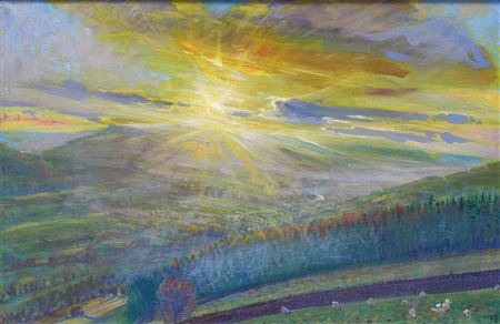 Piers Browne : Sunset, Wensleydale: March 1st