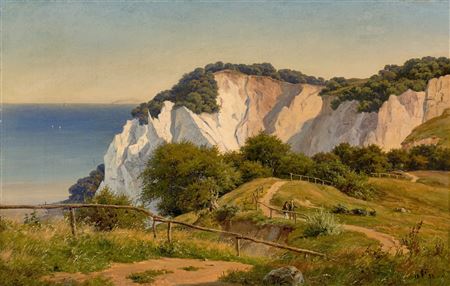 Carsten Henrichsen : Summer's day at Møns Klint. 1855