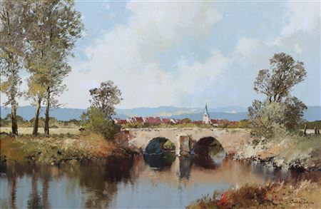 Erich Paulsen : Landscape with Bridge