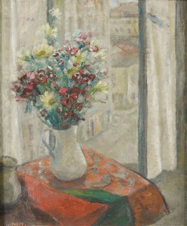 Marcelle Grata : Flowers in front of the window