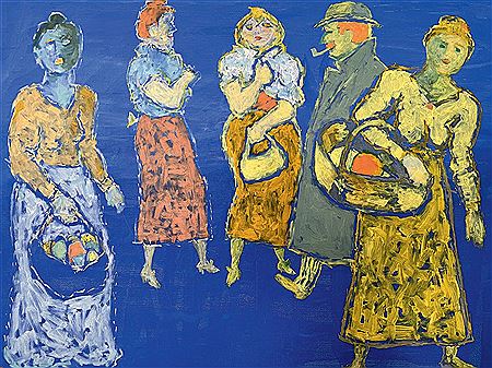 Fikret Mualla : Walk on a Blue Background