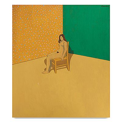 James Strombotne : Seated Woman in Corner, circa 1970