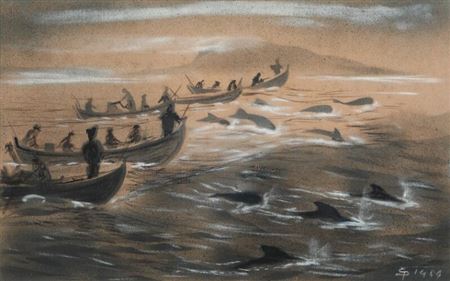 Sigmund Petersen : Pilot whale hunting