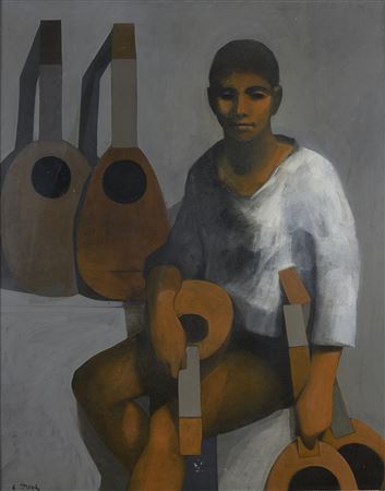 Carl Timner : Young man with lutes, 1960