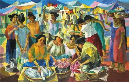 Vicente S Manansala : Tiangge (Market Scene)