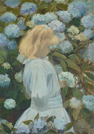 Jacques Emile Blanche : La petite fille aux hortensias