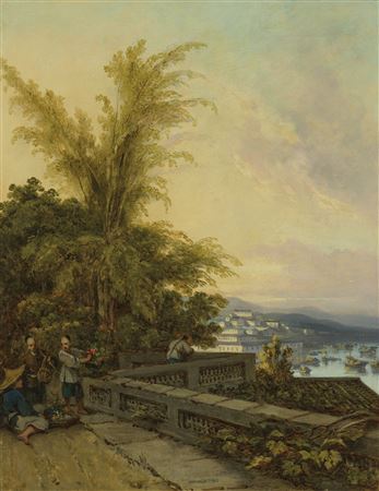 George Chinnery : A view of the inner harbour, Macau, from the Casa Gardens