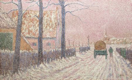 Alfred William Finch : The Snowy Faubourg or Street Scene in Winter