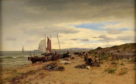 Eduard Spoerer : Beach scene in Brittany