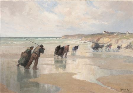 Alfred Marzin : Rentrée des goémoniers, Poullan-sur-mer