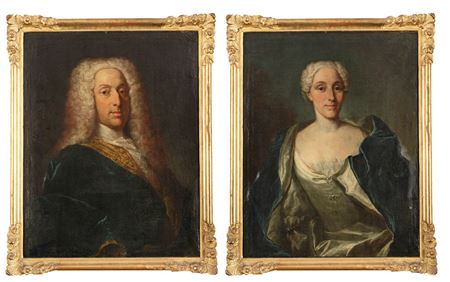 Johann Rudolf Huber : 1 - Portrait of Johann Georg Ernst II (1694-1781) at the age of 41 (1735). and 2 - Portrait of Johann Esther Tillier at the age of 35 (1735).(2)