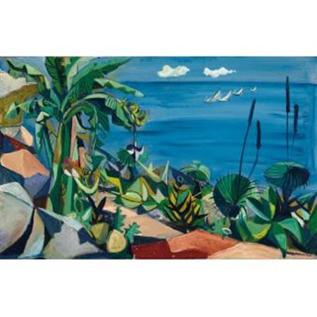 Elaine Alys Haxton : Tropical Garden (Pittwater from Clareville)