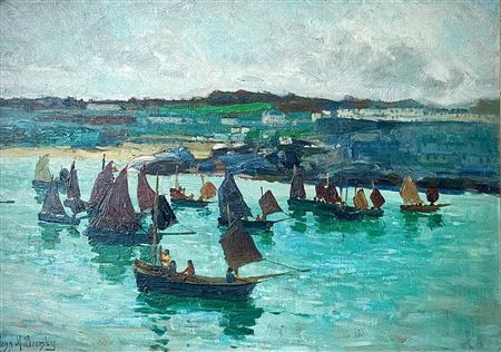 John Mallard Bromley : The Fishing Fleet Off Pedn Olva, St Ives