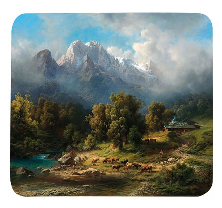 Carl Millner : Grazing Cows near an Alpine Lake