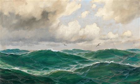 Max Jensen : Marine piece with seagulls