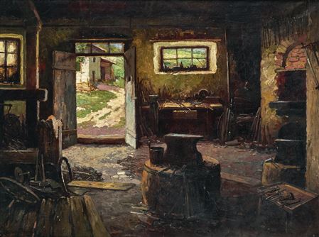 Constantin Stoitzner : Village Forge in Faistenau