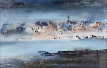 Colin Kent : Landscape with river and cathedral to background