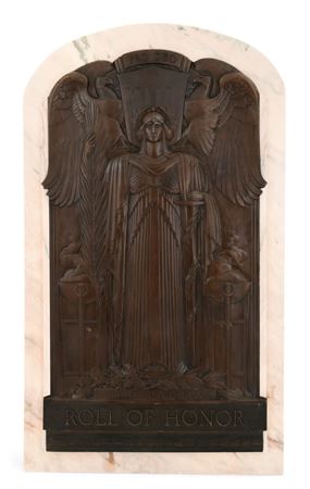 Rene Chambellan : Art Deco World War II Memorial Plaque with Archangel Michael