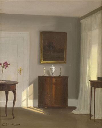 Kai Jeppe Drews : Interior with bouquet of roses