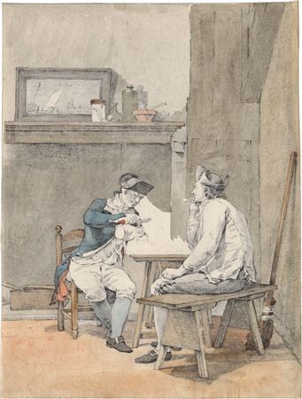 Jacobus Perkois : The pause: Two soldiers in conversation in the parlor