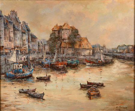 Claude Mourier : View of the port of Honfleur