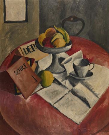 Henry Wabel : Compotier and Newspaper on the Table, 1916