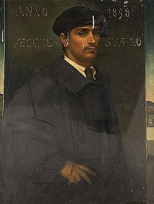 Ottilie Wilhelmine Roederstein : Portrait of a young man in his twenties in Renaissance style (1898)