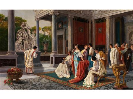 Pietro Gabrini : SOCIETY IN FRONT OF ROMAN VILLA