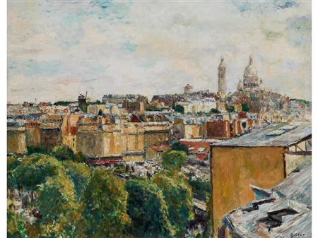 Arthur Fillon : VIEW OF THE CITY OF PARIS FROM ELEVATED VIEWPOINT