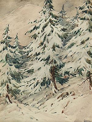 Everett Galloway : 'WINTER PINE TREES'